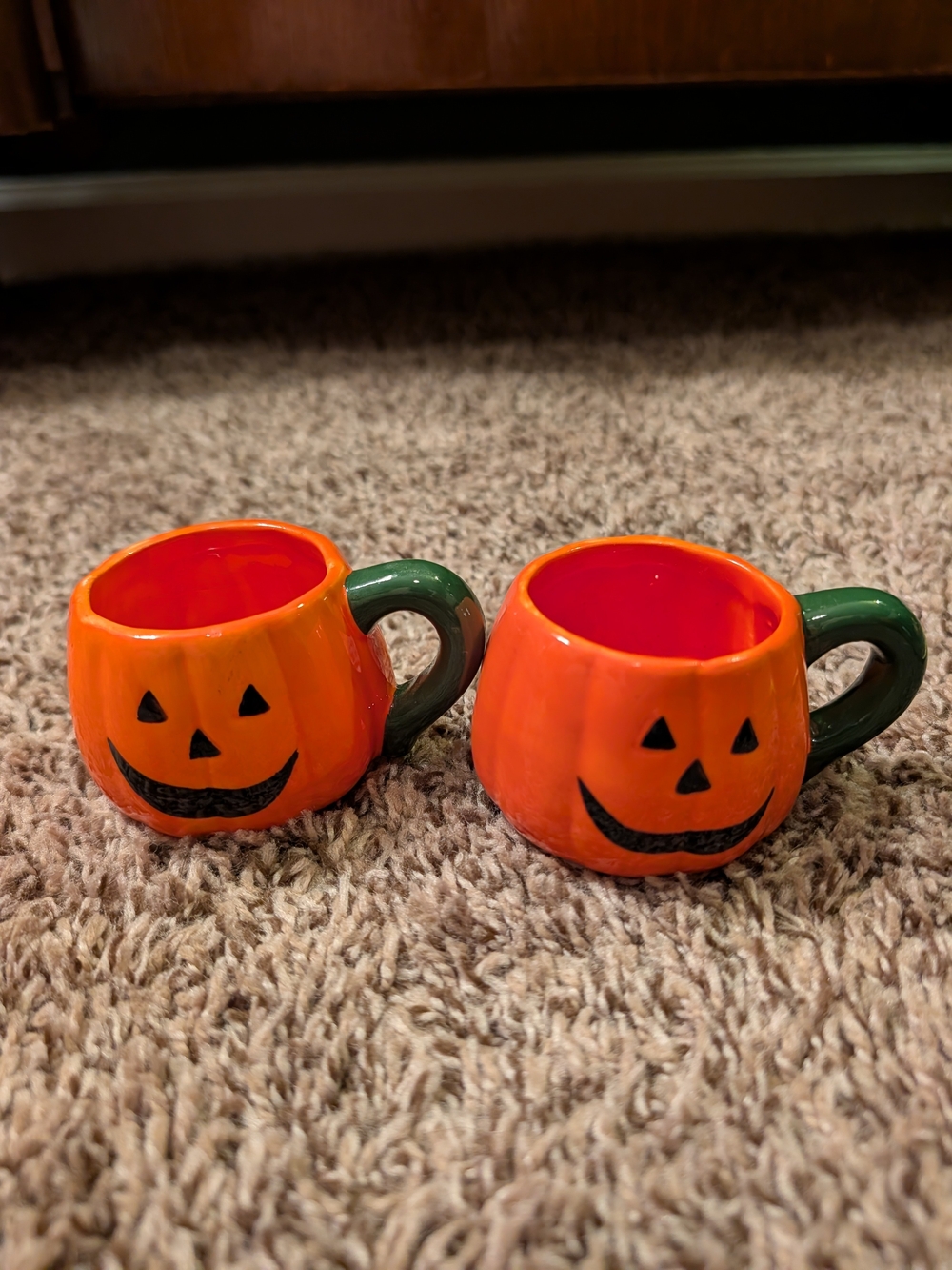 Pumpkin Jack-O'-Lantern Ceramic Mini Mugs - Orange